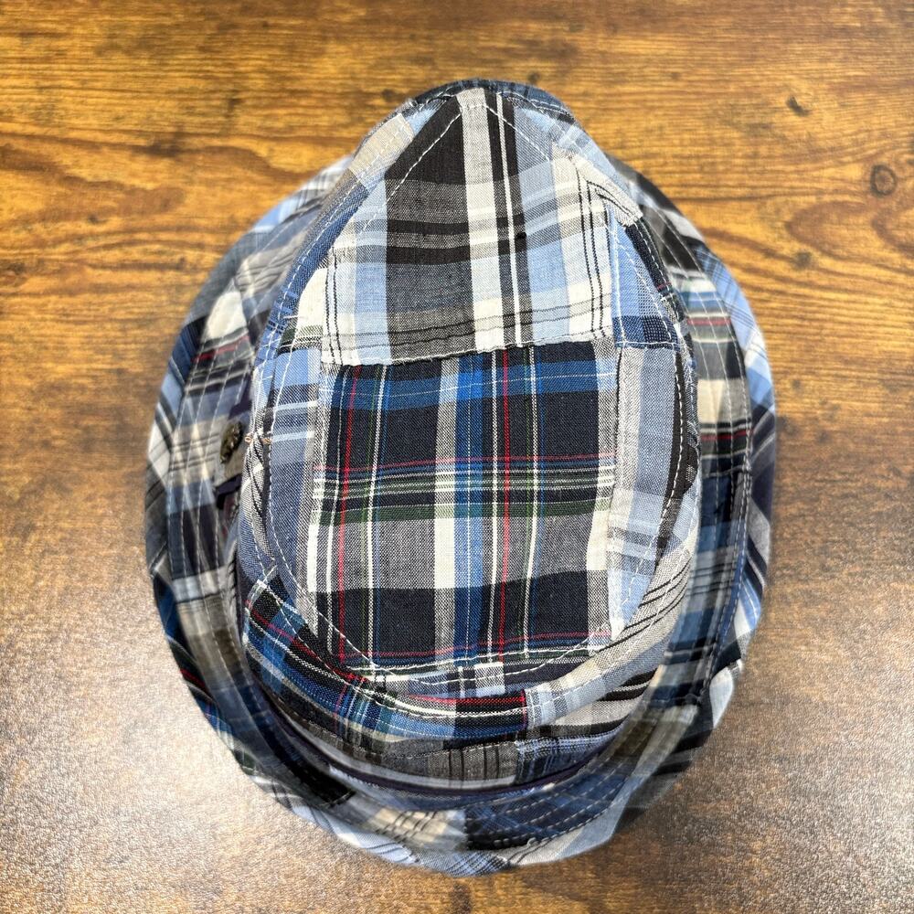 Tommy Bahama La Marque Trilby Fedora Blue Plaid Madras Cotton Summer Vacation - Picture 9 of 10